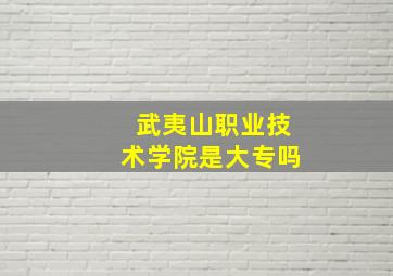 武夷山职业技术学院是大专吗