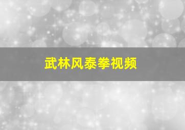 武林风泰拳视频