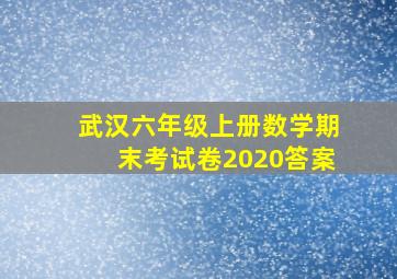 武汉六年级上册数学期末考试卷2020答案