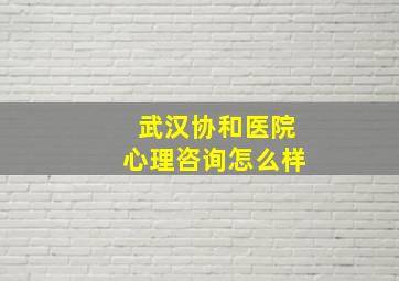 武汉协和医院心理咨询怎么样