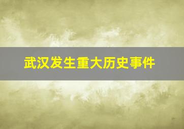 武汉发生重大历史事件