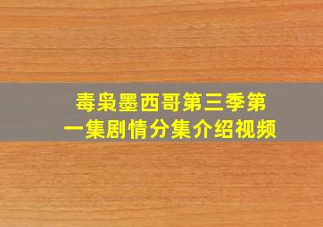 毒枭墨西哥第三季第一集剧情分集介绍视频