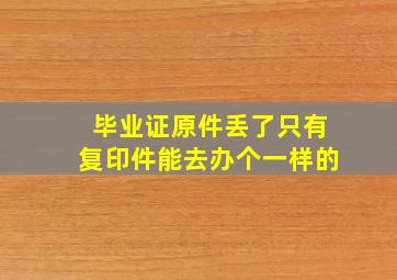 毕业证原件丢了只有复印件能去办个一样的