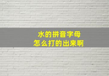 水的拼音字母怎么打的出来啊