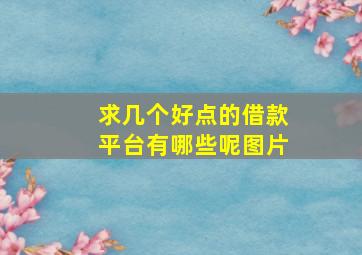 求几个好点的借款平台有哪些呢图片