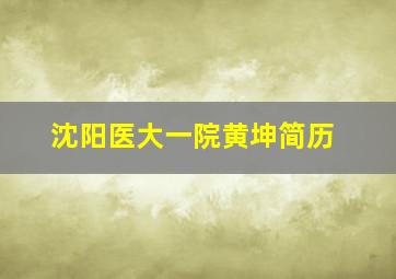 沈阳医大一院黄坤简历