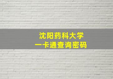 沈阳药科大学一卡通查询密码