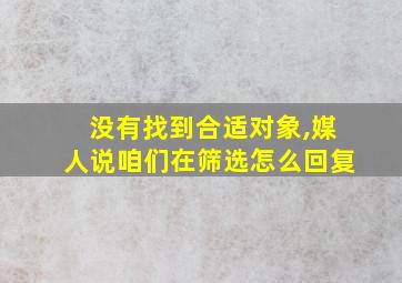 没有找到合适对象,媒人说咱们在筛选怎么回复