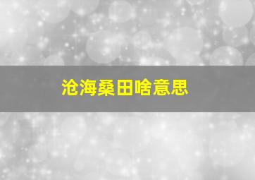 沧海桑田啥意思