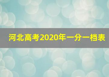 河北高考2020年一分一档表