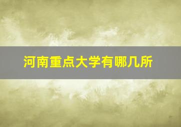 河南重点大学有哪几所