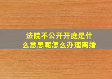 法院不公开开庭是什么意思呢怎么办理离婚