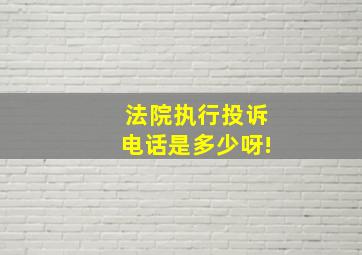 法院执行投诉电话是多少呀!