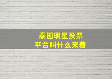 泰国明星投票平台叫什么来着