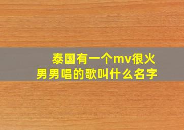 泰国有一个mv很火男男唱的歌叫什么名字