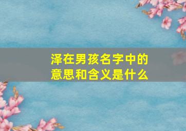 泽在男孩名字中的意思和含义是什么