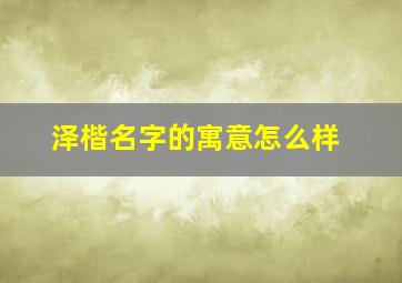 泽楷名字的寓意怎么样