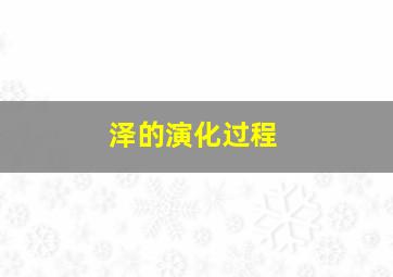 泽的演化过程