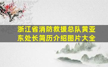 浙江省消防救援总队黄亚东处长简历介绍图片大全