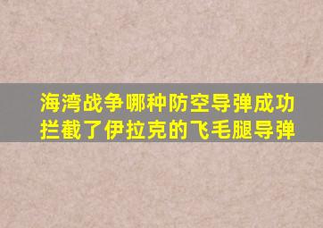 海湾战争哪种防空导弹成功拦截了伊拉克的飞毛腿导弹