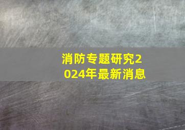 消防专题研究2024年最新消息