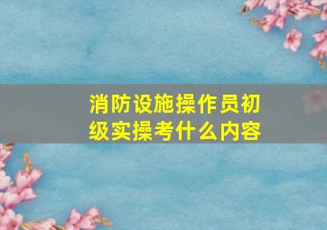 消防设施操作员初级实操考什么内容