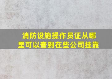 消防设施操作员证从哪里可以查到在些公司挂靠