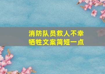 消防队员救人不幸牺牲文案简短一点