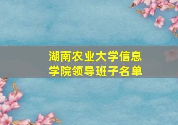 湖南农业大学信息学院领导班子名单