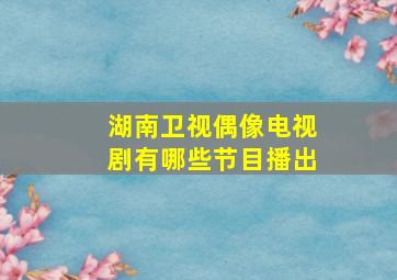 湖南卫视偶像电视剧有哪些节目播出