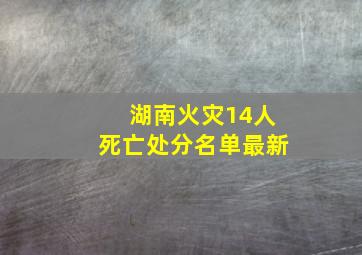 湖南火灾14人死亡处分名单最新