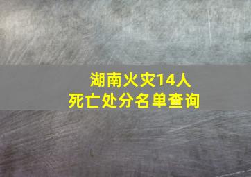 湖南火灾14人死亡处分名单查询