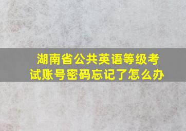 湖南省公共英语等级考试账号密码忘记了怎么办