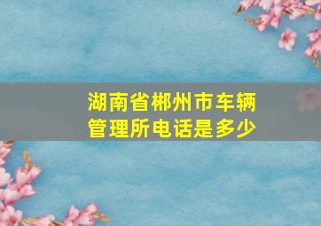 湖南省郴州市车辆管理所电话是多少