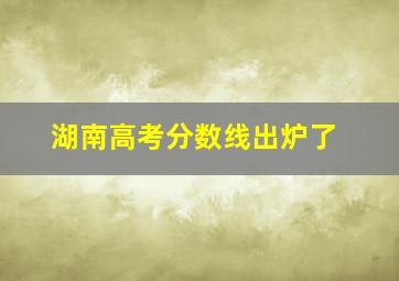 湖南高考分数线出炉了