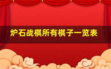 炉石战棋所有棋子一览表