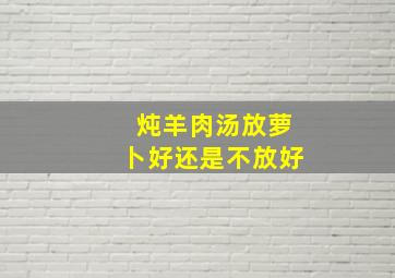 炖羊肉汤放萝卜好还是不放好