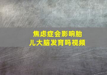 焦虑症会影响胎儿大脑发育吗视频