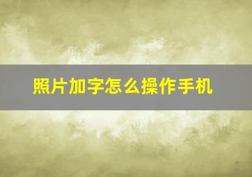 照片加字怎么操作手机