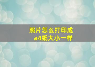 照片怎么打印成a4纸大小一样