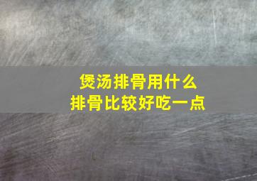 煲汤排骨用什么排骨比较好吃一点