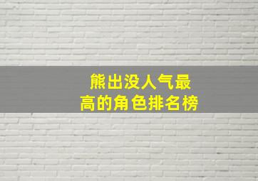 熊出没人气最高的角色排名榜