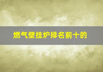 燃气壁挂炉排名前十的