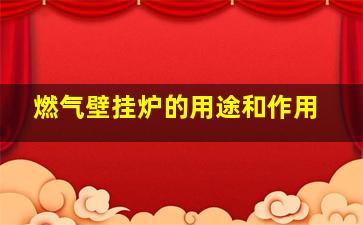 燃气壁挂炉的用途和作用