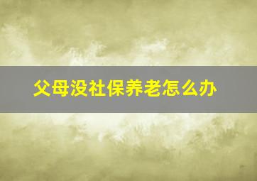 父母没社保养老怎么办