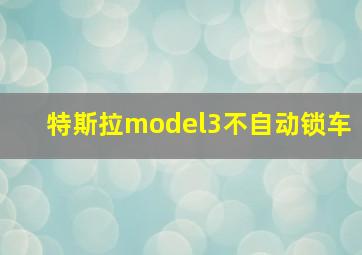 特斯拉model3不自动锁车