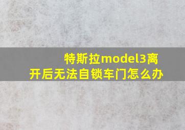 特斯拉model3离开后无法自锁车门怎么办