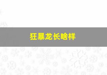 狂暴龙长啥样