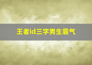 王者id三字男生霸气