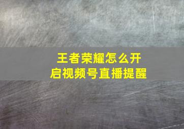 王者荣耀怎么开启视频号直播提醒